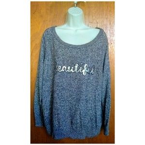 🌹Torrid "Beautiful" grey sweater size 2X